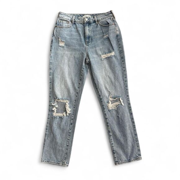 PAC SUN High Waisted Straight Leg Mom Jeans with Ripped Knees 28 - Picture 1 of 3